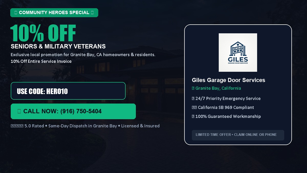 10% OFF Senior Citizens (65+) & Military / Veteran Community Discount in Granite Bay, CA
